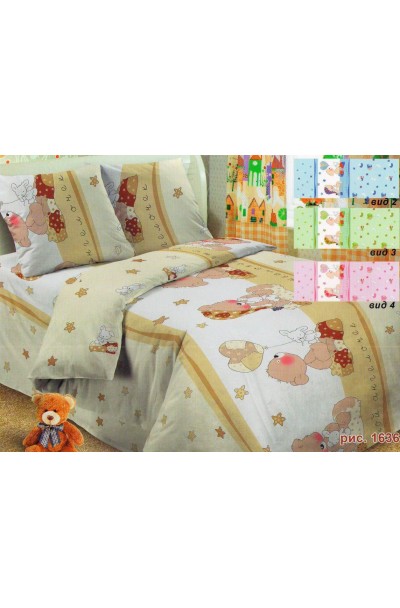 Постельное  белье в  детскую кроватку из  поплина 110 -115 г/кв.м    Набор поплин 014 (вид 4) розовый 